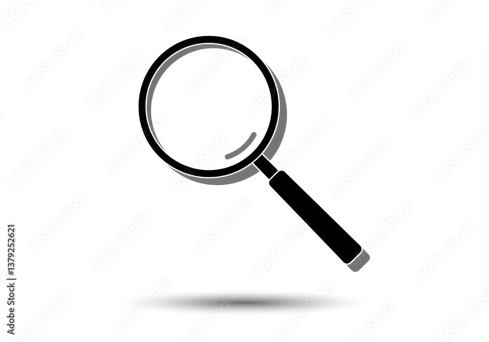Magnifying glass simple illustration black isolated white background Magnifying glass simple illustration black isolated white background