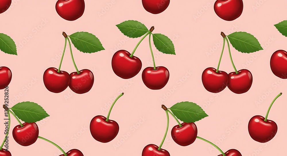 Sweet Cherry Delight: A Red And Pink Seamless Pattern AI Generated Sweet Cherry Delight: A Red And Pink Seamless Pattern AI Generated