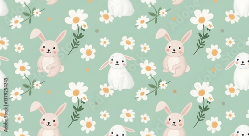 Bunny Bloom Meadow AI Generated