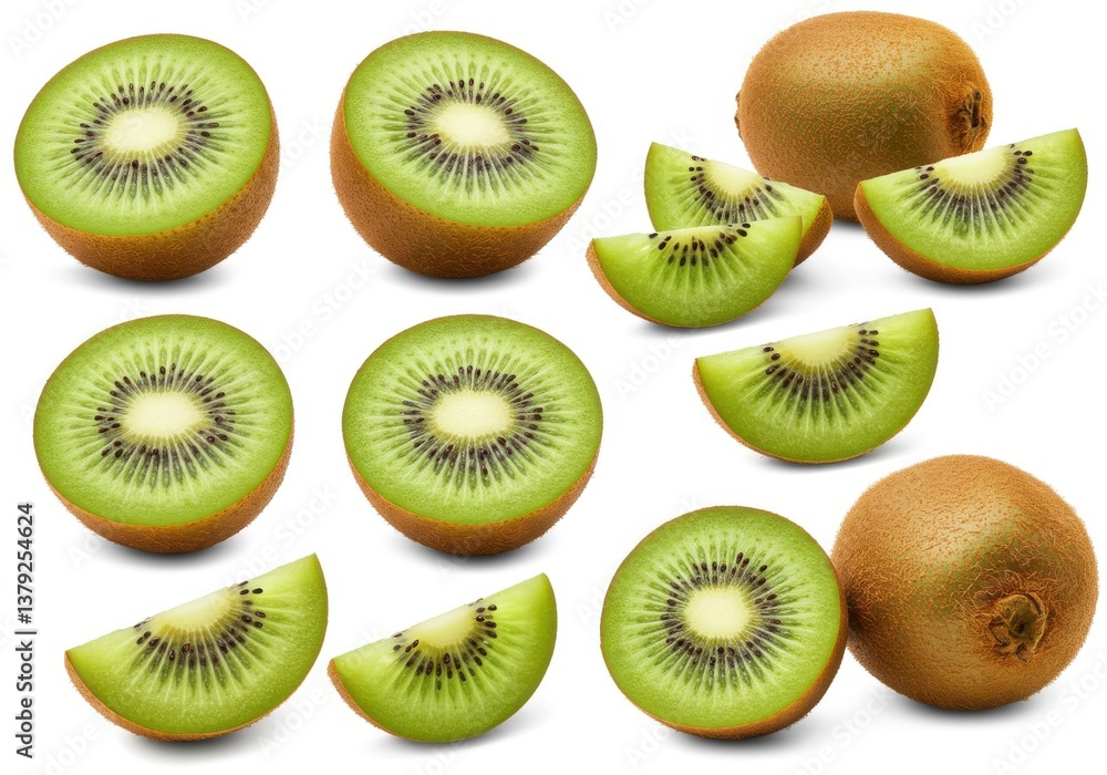 Fototapeta premium kiwi fruit collection high resolution isolated white background