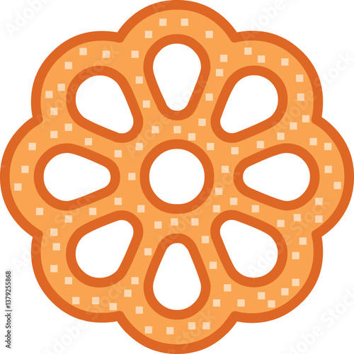 Vector illustration of a Mexican buñuelo, fried dough dessert made of flour and sugar, round and crispy. Traditional food.