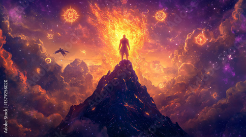 Heroic Figure in a Mystical Sunset