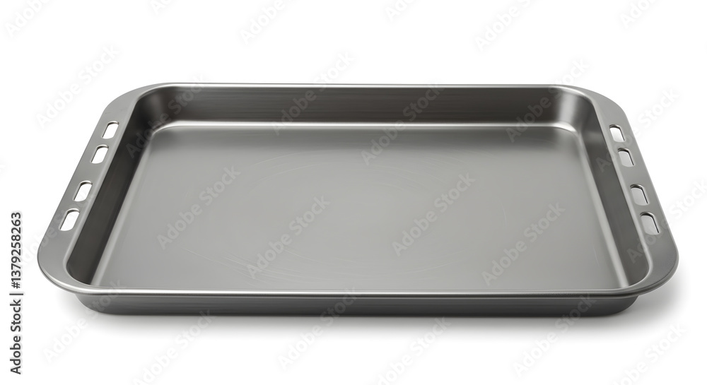 Empty Dark Gray Rectangular Baking Sheet on White Background Empty Dark Gray Rectangular Baking Sheet on White Background