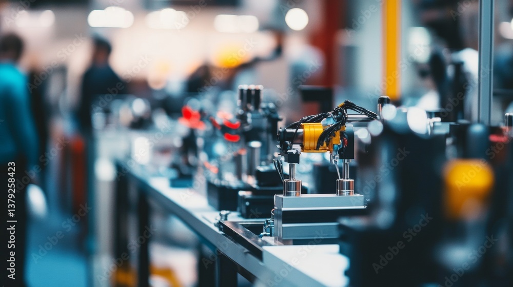 Blurred manufacturing machinery in industrial setting Blurred manufacturing machinery in industrial setting