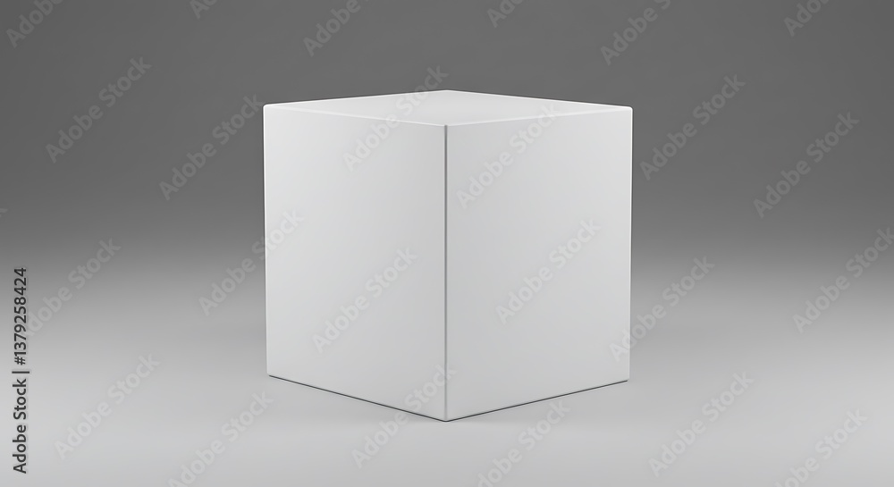 Naklejka premium Minimalist White Cube 3D Render Soft Lighting AI Generated