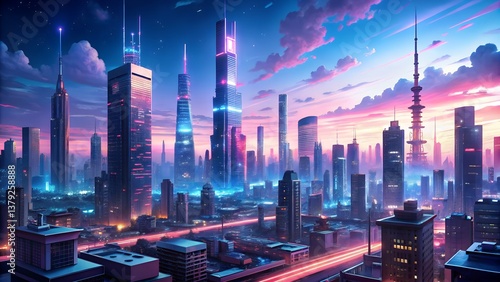 Wallpaper Mural city skyline at night Lo-fi Vibes Lo-fi song wallpaper, 4K background Torontodigital.ca