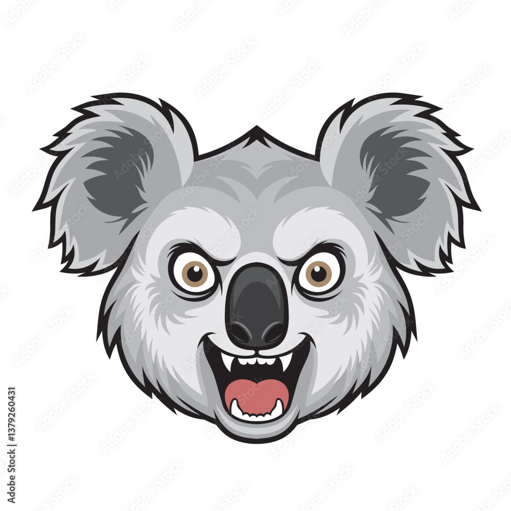 Obraz premium koala head mascot vector illustration furious koala design
