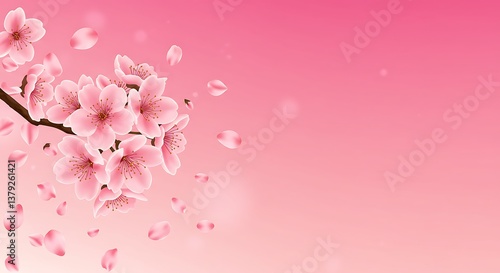 Soft Pink Cherry Blossom Dream Delicate Cherry Blossoms Falling Pink Floral Beauty Springtime Bloom Blushing Sakura Springtime Romance Gentle Sakura Petals Dreamy Art AI Generated