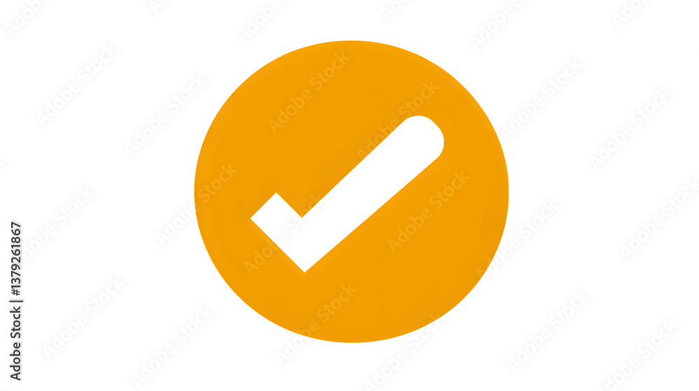 Approval Checkmark in a Yellow Circle Symbolizing Success Confirmation and Validation for Va Approval Checkmark in a Yellow Circle Symbolizing Success Confirmation and Validation for Va