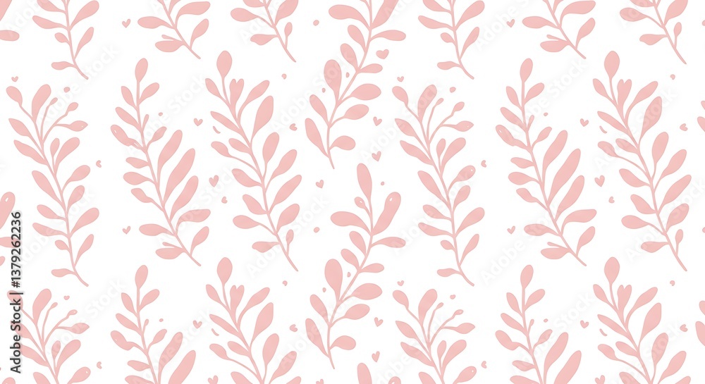 Blush Pink Floral Pattern Delicate Botanical Illustration AI Generated