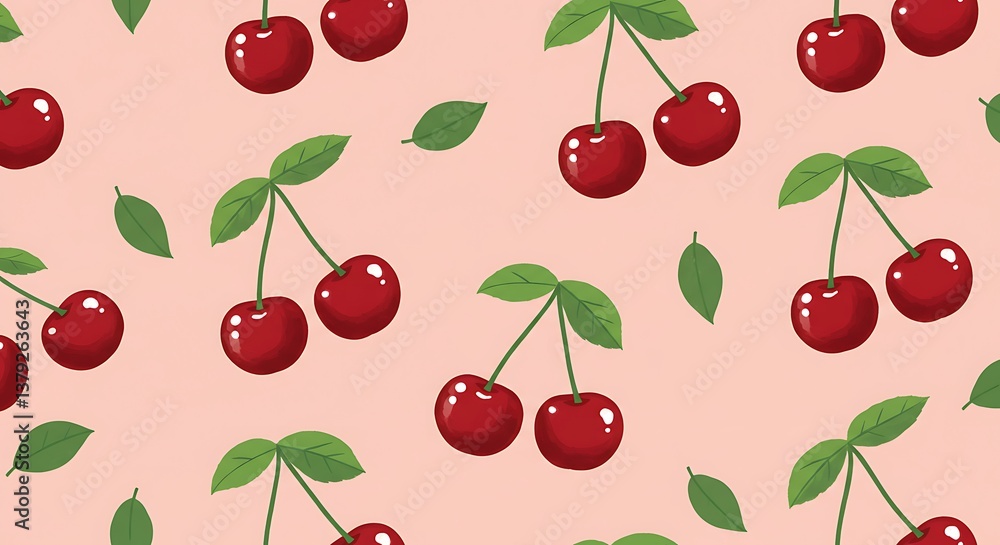 Sweet Cherry Delight Pastel Pink Pattern AI Generated Sweet Cherry Delight Pastel Pink Pattern AI Generated