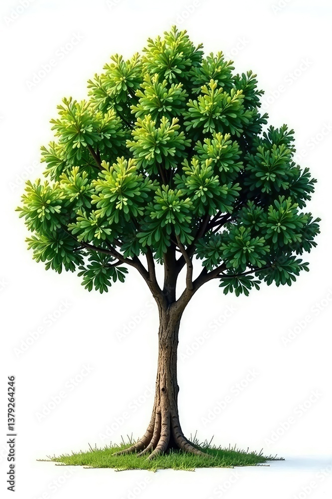 A tree with a unique shape isolated on white background, single, solitary, unique A tree with a unique shape isolated on white background, single, solitary, unique