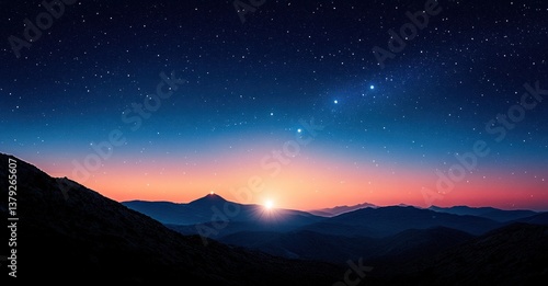 Wallpaper Mural Bright Star Over Mountains in Night Sky with Twilight Glow Torontodigital.ca