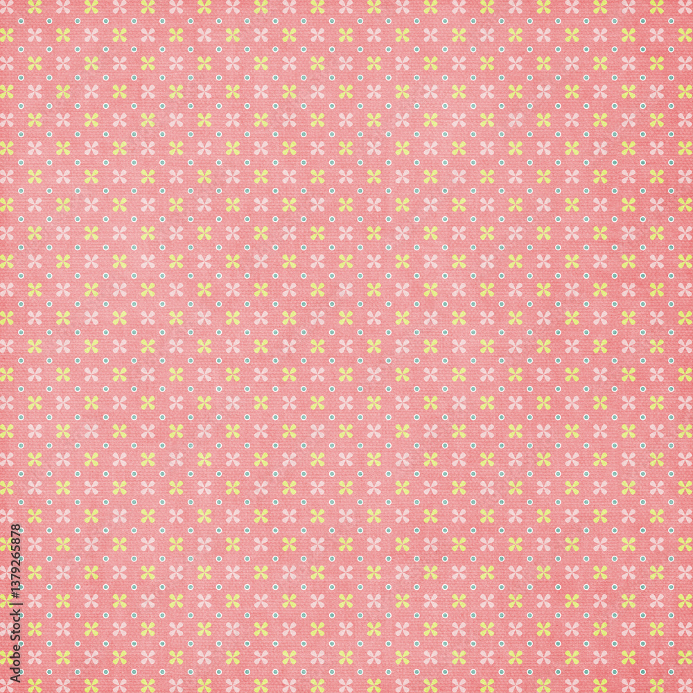 Seamless floral red background fabric, garden paper with ornamental pattern