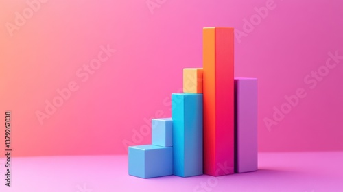 Colorful 3D Bar Chart: Growth, Success, and Progress Visualization