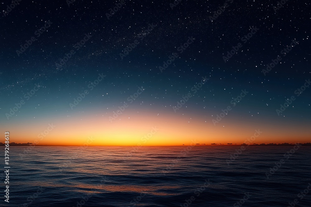 Fototapeta premium Twilight Seascape with Stars and Serenity Over the Ocean