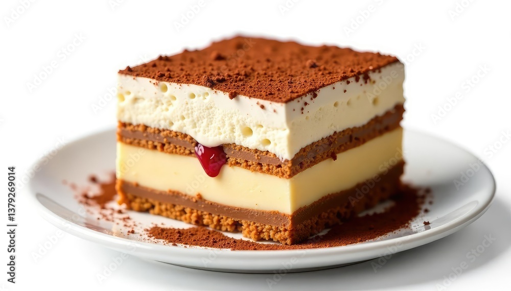 Rich, decadent tiramisu with cocoa dusting, isolated , delicious, baked goods, chocolate Rich, decadent tiramisu with cocoa dusting, isolated , delicious, baked goods, chocolate