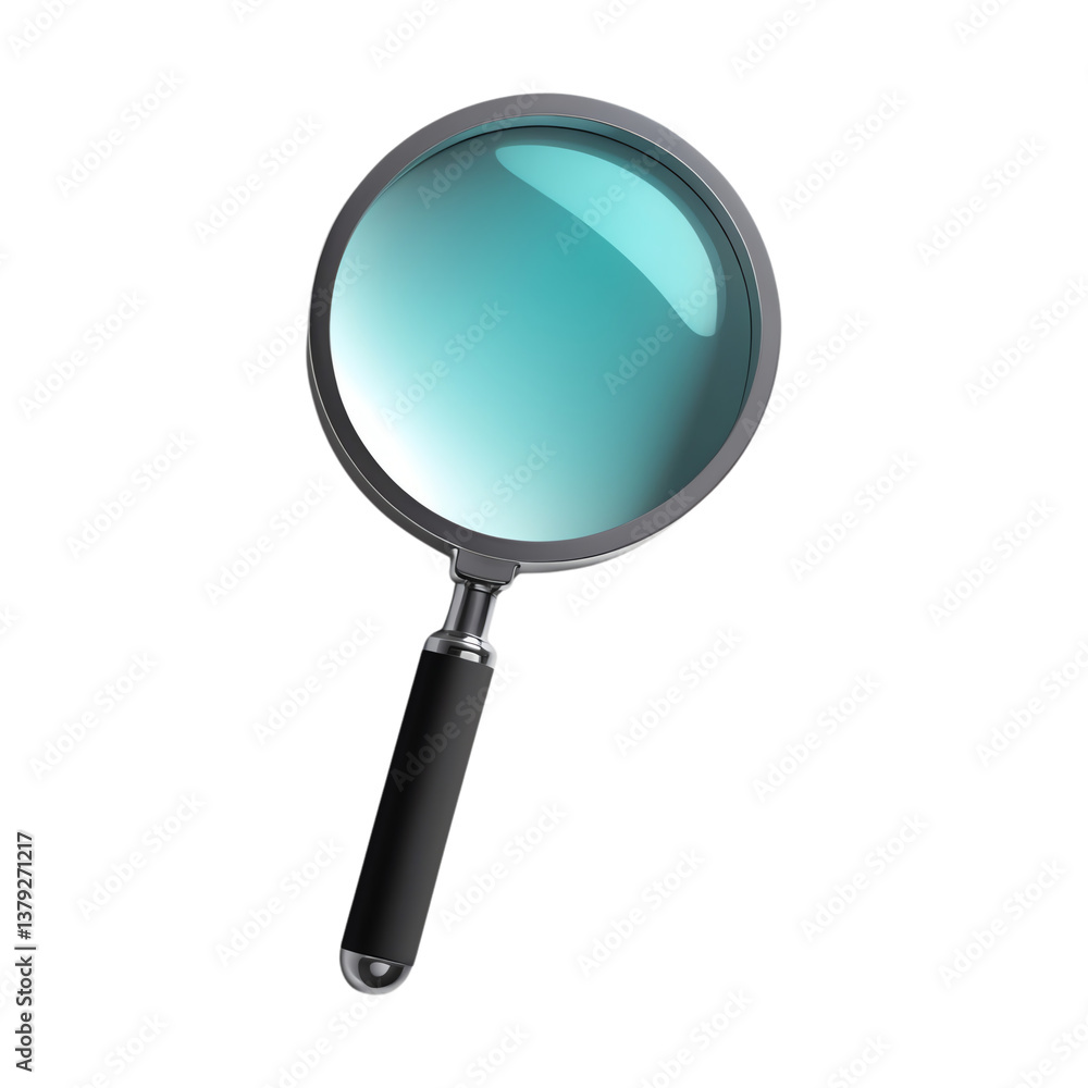 3D icon of a magnifying glass with a clear lens isolated on transparent background 3D icon of a magnifying glass with a clear lens isolated on transparent background