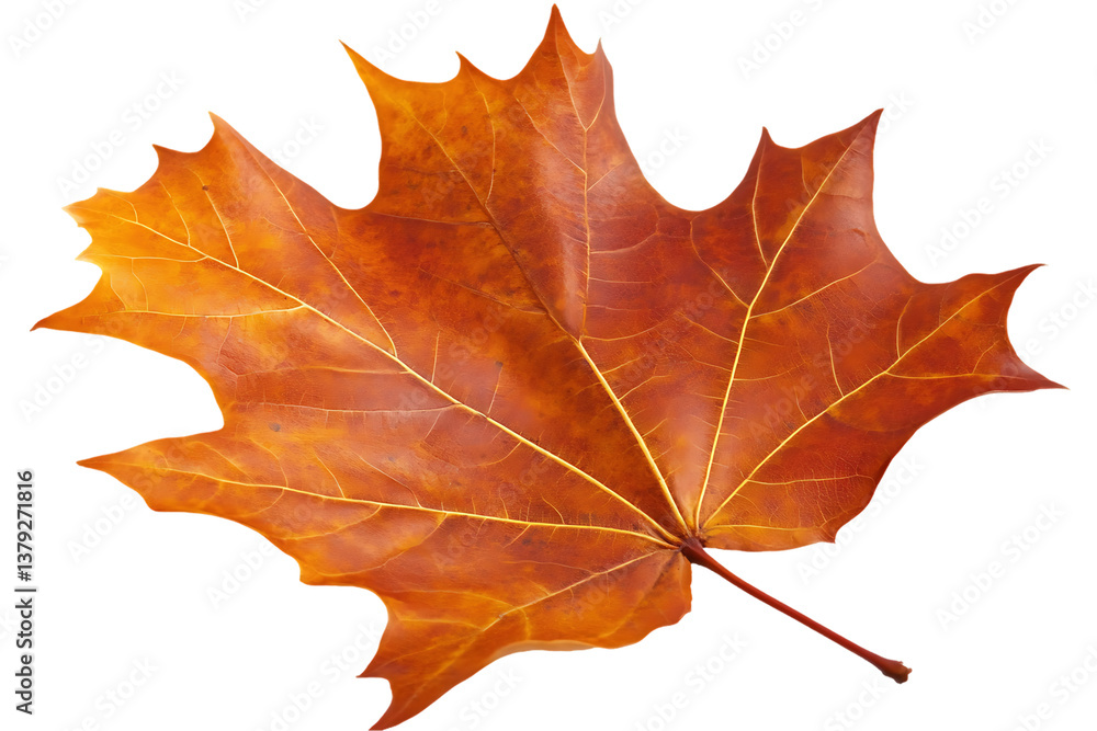 Fototapeta premium Rustic Autumn Maple Leaf, Isolated on White Background