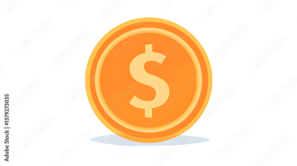 Golden Dollar Coin Icon for Finance and Economy Graphics Golden Dollar Coin Icon for Finance and Economy Graphics