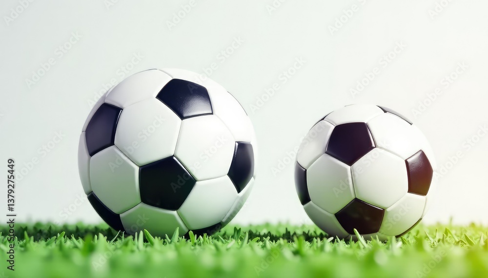 Fototapeta premium Football positioned diagonally on white backdrop , football, sports equipment, ball