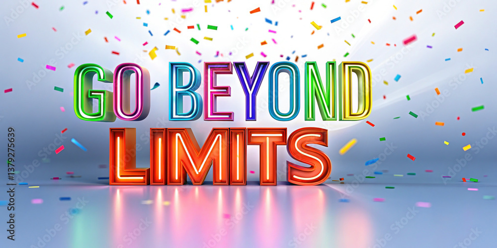 Motivational quote to go beyond limits celebration event graphic design festive environment dynamic viewpoint Motivational quote to go beyond limits celebration event graphic design festive environment dynamic viewpoint