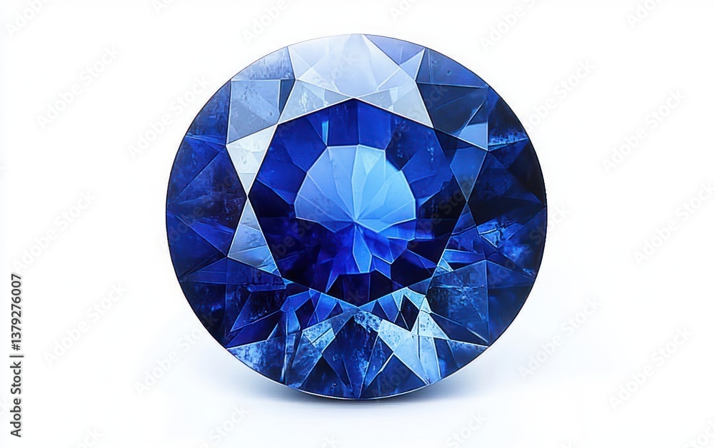Blue Sapphire Gemstone on White Background Photorealistic 3D Illustration Blue Sapphire Gemstone on White Background Photorealistic 3D Illustration