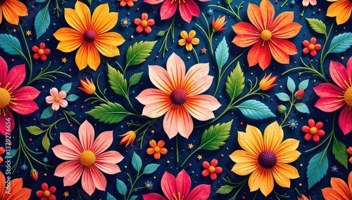 Wallpaper Mural Intricate floral textile design, repeating seamlessly , ornate, texture, floral Torontodigital.ca