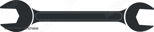 Black silhouette of a wrench, symbolizing repair and mechanical work in vector format.