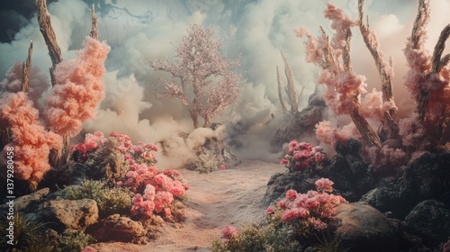 Fototapeta Naklejka Na Ścianę i Meble -  Underwater coral reef scene with soft pastel lighting