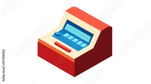 Retro Cash Register with Digital Display Vintage Style for Retail Finance and Accounting Nee