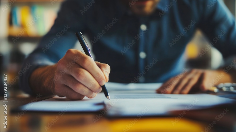 Close-up of a person's hand writing in a notebook. Close-up of a person's hand writing in a notebook.