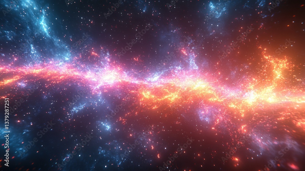 Fototapeta premium Cosmic Explosion of Light with Iridescent Colors Abstract Art