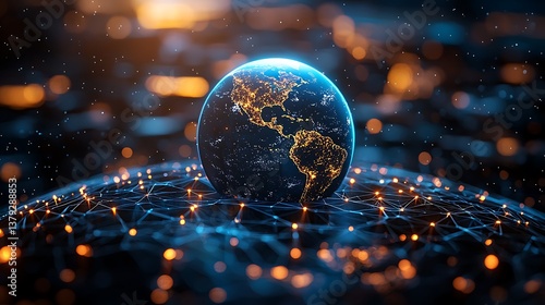 Global Network Connections Planet Earth Visualization