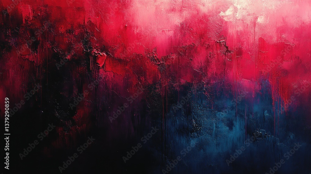 Fototapeta premium Dynamic Abstract Expressionism in Red and Blue with Textured Chaotic Brushstrokes
