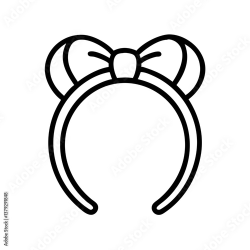 Hairband with Bow Icon in Minimalist Style  