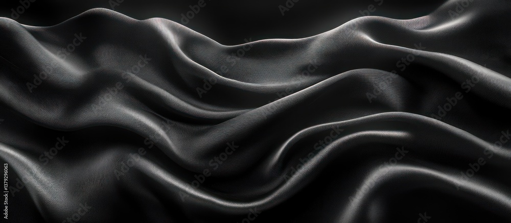 Abstract Black Silk Waves Background Elegant Minimalistic Satin Ripples Dark 3D Render Illustration Abstract Black Silk Waves Background Elegant Minimalistic Satin Ripples Dark 3D Render Illustration