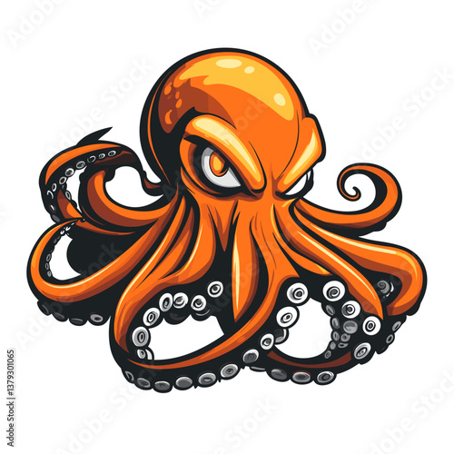 Vector logo showcasing an enraged giant squid in a side view design for esports branding