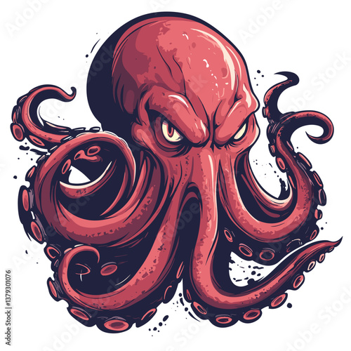 Vector logo of an enraged giant squid designed for esports branding and team identity