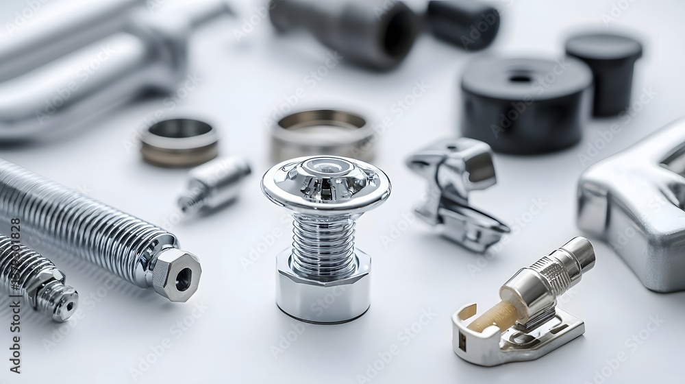 An assortment of metal faucet aerators nozzles and other water saving attachments for plumbing fixtures and home utilities An assortment of metal faucet aerators nozzles and other water saving attachments for plumbing fixtures and home utilities