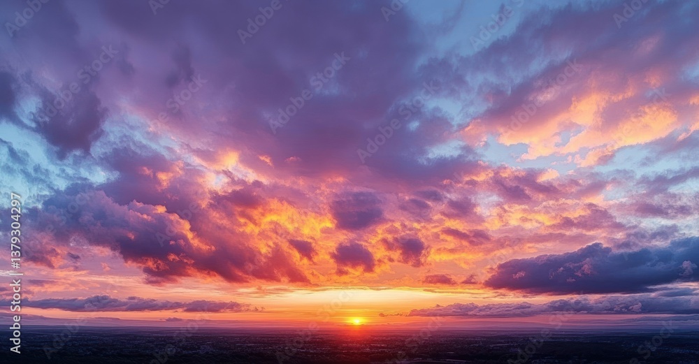 Vibrant Sunset Landscape with Cumulus Clouds Over Chiang Mai Thailand Vibrant Sunset Landscape with Cumulus Clouds Over Chiang Mai Thailand