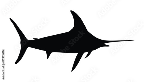 Sword fish silhouette ,vactor design, see fish with white background.