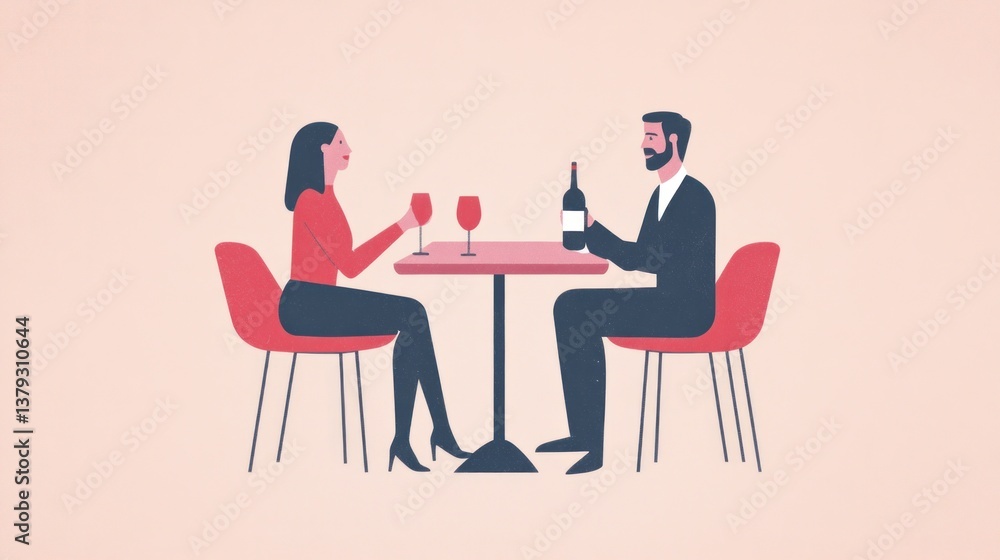 Romantic Dinner for Two A Couple Enjoying Wine and Conversation at a Table Romantic Dinner for Two A Couple Enjoying Wine and Conversation at a Table