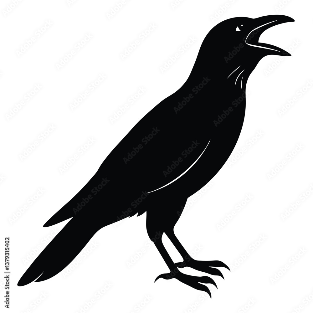 Fototapeta premium crow black silhouette vector art illustration