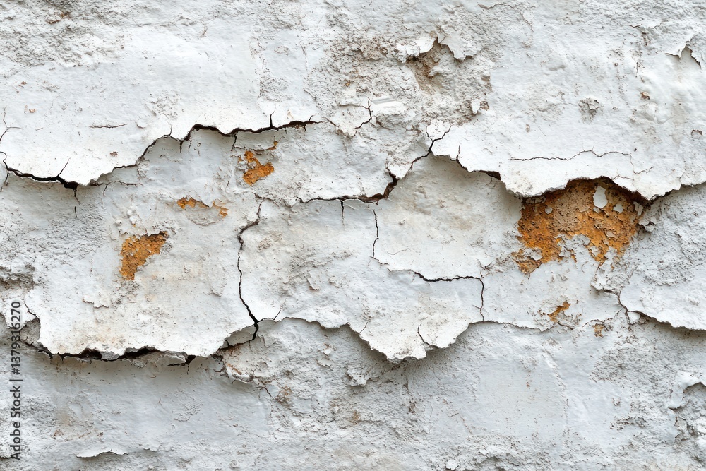 Fototapeta premium Water Damage from Flat Roof Leak on White Wall in Bathroom