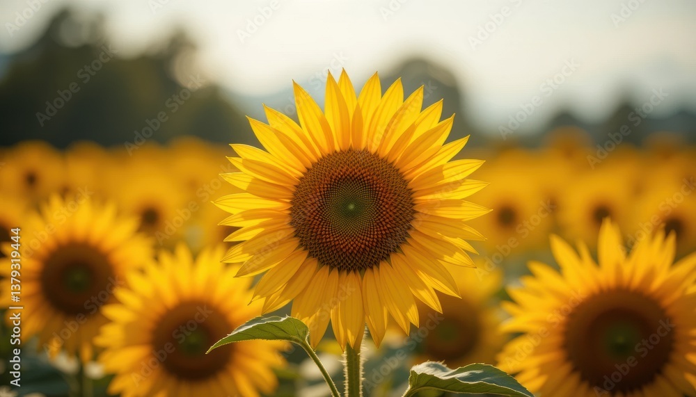 Obraz premium The image shows a field of yellow flowers