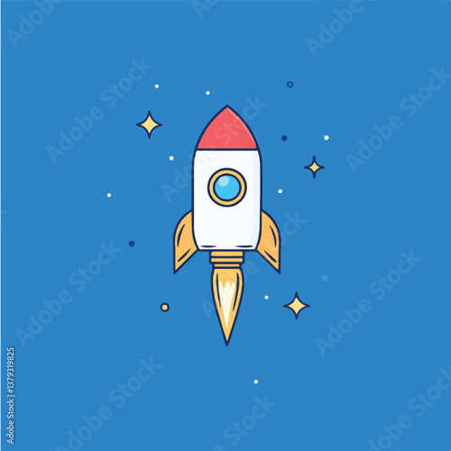 cartoon rocket in space