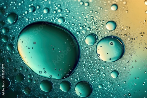 Emerald and Teal Oil and Water Bubbles Abstract Science Imagery
