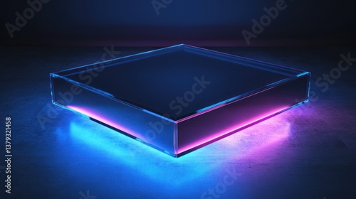 Wallpaper Mural Glowing Neon Cube with Futuristic Design in Dark Environment Torontodigital.ca