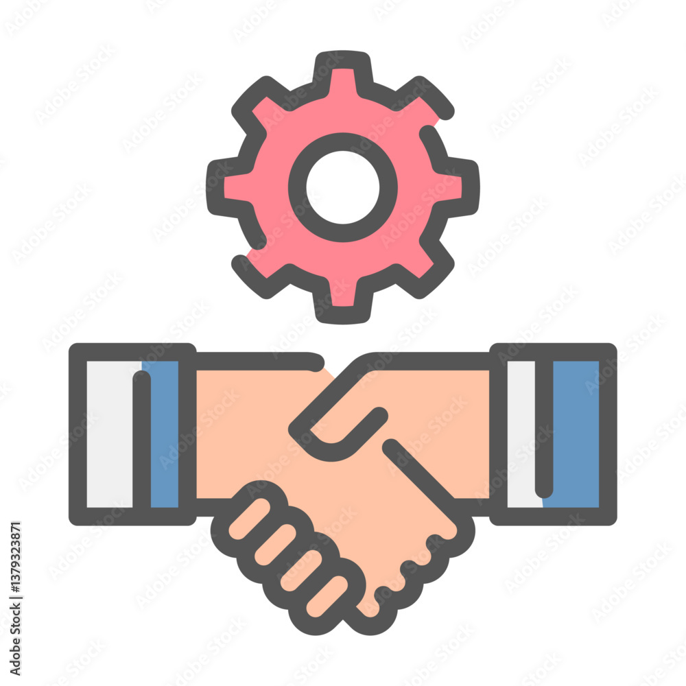 handshake filled outline icon. handshake color line illustration. handshake filled outline icon. handshake color line illustration.